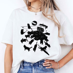 Black Cat Shirt Ink Bottle Spilled Cats - Bilde 2
