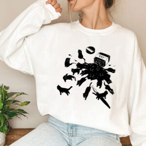 Black Cat Shirt Ink Bottle Spilled Cats - Bilde 3