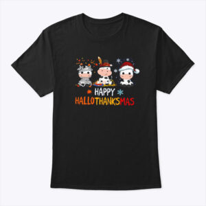 Happy Hallothanksmas Cow Shirt Happy Halloween Thanksgiving Christmas