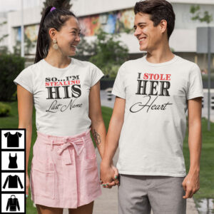 I Stole Her Heart Matching Couple Shirt Valentine Day Gift Tee – Bild 2