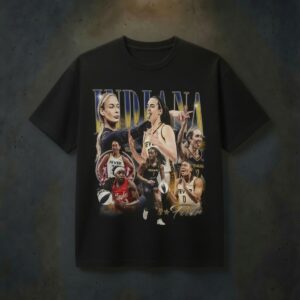 Sophie Cunningham Caitlin Clark Bootleg Indiana Basketball Collage Vintage Style Graphic Tee T-shirt N