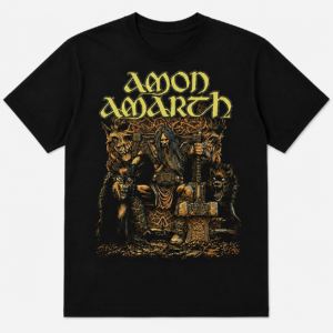 Amon Amarth Viking Warrior & Wolves Graphic Black T-Shirt
