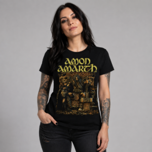 Amon Amarth Viking Warrior & Wolves Graphic Black T-Shirt - Afbeelding 2