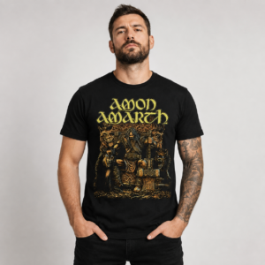 Amon Amarth Viking Warrior & Wolves Graphic Black T-Shirt - Afbeelding 3
