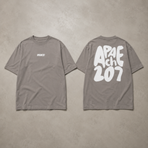 Apache 207 Oversize T-Shirt – Front & Back Print – Graues Unisex Fan Shirt
