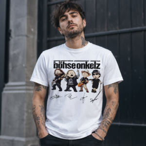 Böhse Onkelz Cartoon Band – T-Shirt, Hoodie, Kinder-T-Shirt; Sweatshirt für Rockfans - Afbeelding 2