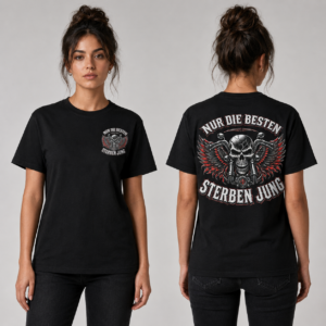Nur Die Besten Sterben Jung Skull Wings Biker T-Shirt - Afbeelding 3