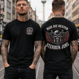 Autre point de vue sur Nur Die Besten Sterben Jung Skull Wings Biker T-Shirt Böhse Onkelz