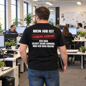 Mein Job ist streng geheim" T-Shirt – Lustiges Büro & Kollegen Spruch Shirt Herren