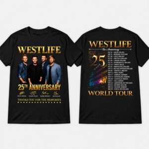 Westlife 25th Anniversary World Tour 2026 T-Shirt Front Back Unisex