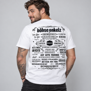Böhse Onkelz Klassiker Songs Fan Shirt Weiß Vorderseite Rückseite - Afbeelding 3