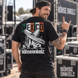Alternative view of Böhse Onkelz Mexico Fan Shirt – Schwarz – Front & Back Print