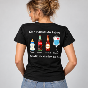 Die 4 Flaschen des Lebens Funny T-Shirt - Image 3