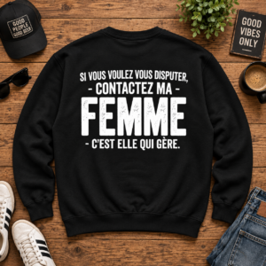 Contactez Ma Femme T Shirt Homme Humour Français Cadeau Mari - Bilde 3