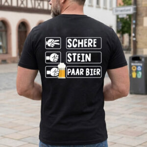 Schere Stein Paar Bier T-Shirt – Lustiges Herren Shirt mit Spruch – Geschenkidee für Bierliebhaber & Männer