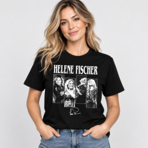 Helene Fischer Black & White Portrait Collage Signature Black T-Shirt - Image 2