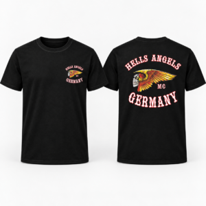 Hells Angels Germany MC Winged Skull Front & Back Black T-Shirt