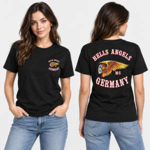 Hells Angels Germany MC Winged Skull Front & Back Black T-Shirt - Afbeelding 2