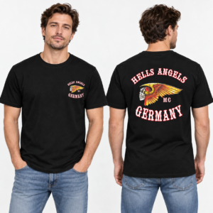 Hells Angels Germany MC Winged Skull Front & Back Black T-Shirt - Afbeelding 3