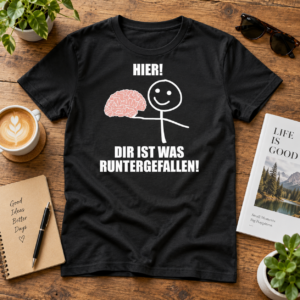 Hier! Dir ist was runtergefallen – Lustiges Gehirn Sprüche T-Shirt
