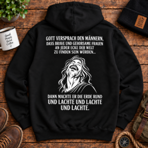 Lustiges Herren Shirt – Gott versprach brave Frauen, dann machte er die Erde rund – Image 2
