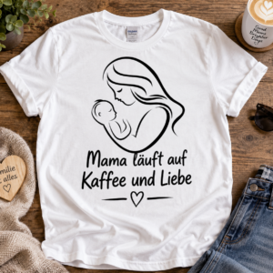 Mama läuft auf Kaffee und Liebe – Süßes Mutterliebe T-Shirt mit Baby-Motiv