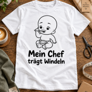 Mein Chef trägt Windeln – Lustiges Eltern T-Shirt mit Baby-Motiv