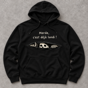 Merde C’est Déjà Lundi T Shirt – Funny French Monday Skeleton Graphic Tee – Bild 2