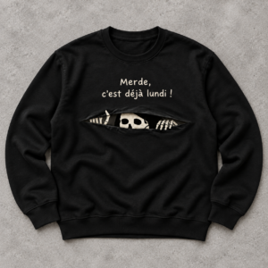 Merde C’est Déjà Lundi T Shirt – Funny French Monday Skeleton Graphic Tee – Bild 3
