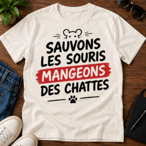 T Shirt Drôle Chat Souris Humour Français Homme Femme
