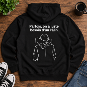 T-Shirt Humour Français “Parfois, on a juste besoin d’un câlin” Homme Femme - Imagem 2