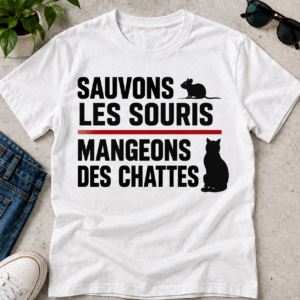 T Shirt Humour Noir Chat Souris Cadeau Original Français