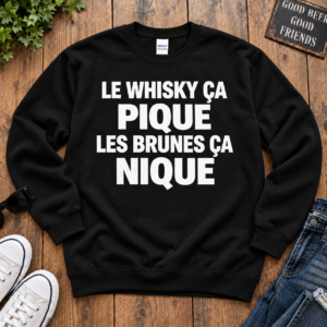T Shirt Humour Whisky Homme Le Whisky Ça Pique Les Brunes Ça Nique - Imagem 3