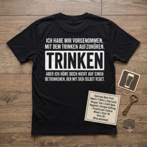 Trinken Lustiges Bier T-Shirt Saufspruch Alkohol Spaß Geschenk Herren Fun Shirt