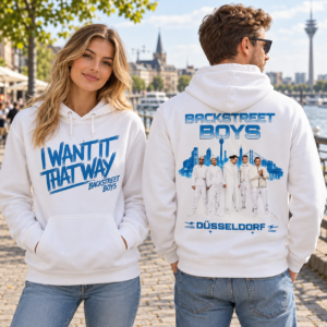 Backstreet Boys Düsseldorf Hoodie mit „I Want It That Way“ und Front- und Rückendruck
