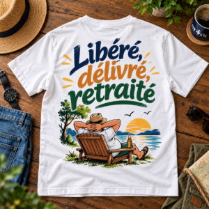 Libéré, Délivré, Retraité – T-shirt Humour Retraite Homme