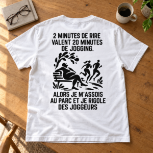 T-shirt Humour Jogging – 2 Minutes de Rire Valent 20 Minutes de Course